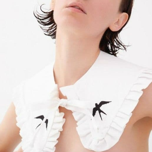 Лляний комірець з вишивкою "Ластівка". Колекція "Птахи України"