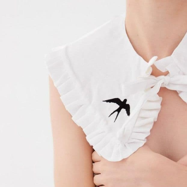 Лляний комірець з вишивкою "Ластівка". Колекція "Птахи України" - 3