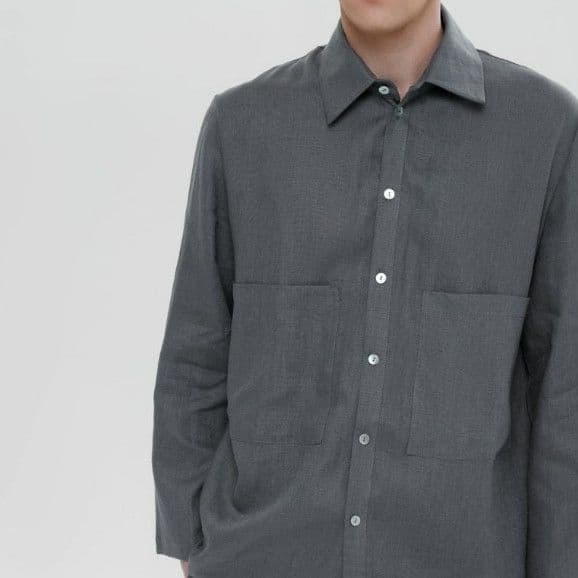 Костюм оверсайз з льону унісекс "Графіт" - 4