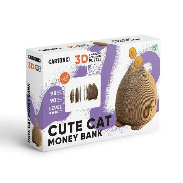Милий Кіт скарбничка (CUTE CAT MONEY BANK) - Картонний 3Д пазл - 9