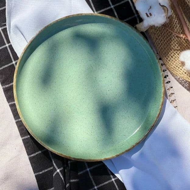 Тарілка Кругла з бортиком 22 см Фісташка коричневий Лофт