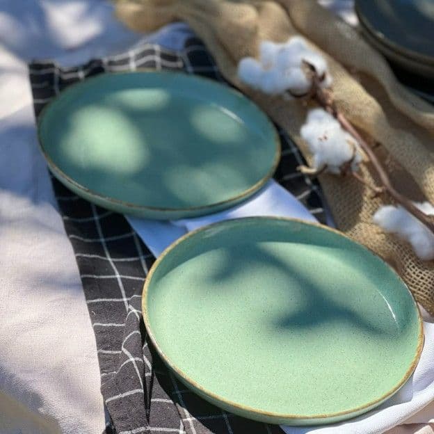 Тарілка Кругла з бортиком 22 см Фісташка коричневий Лофт - 3