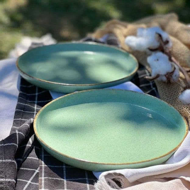 Тарілка Кругла з бортиком 22 см Фісташка коричневий Лофт - 7