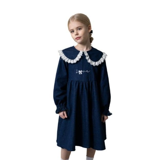 Сукня джинсова з мереживом для дівчинки Love Alwair Kids - 1