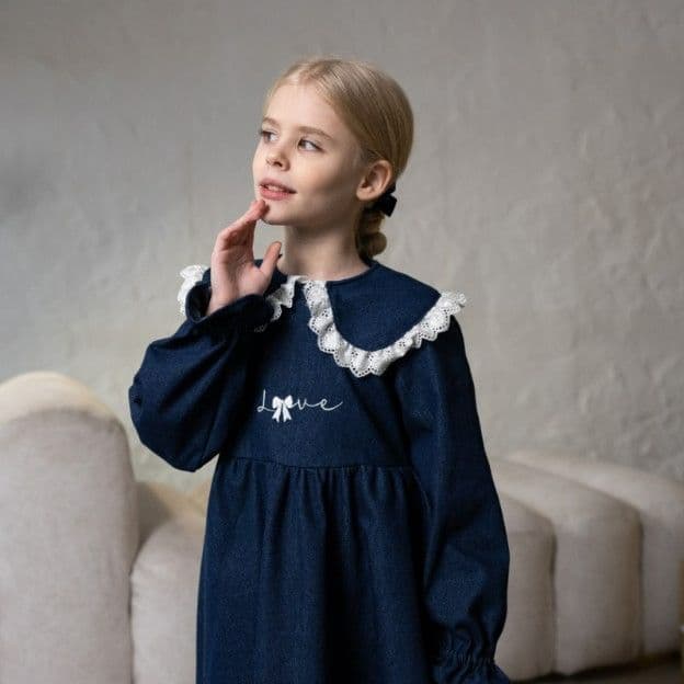 Сукня джинсова з мереживом для дівчинки Love Alwair Kids - 2